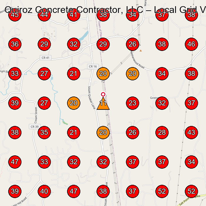 Quiroz Concrete Contractor, LLC GeoGrid visibility map for Concrete Contractor in Highland